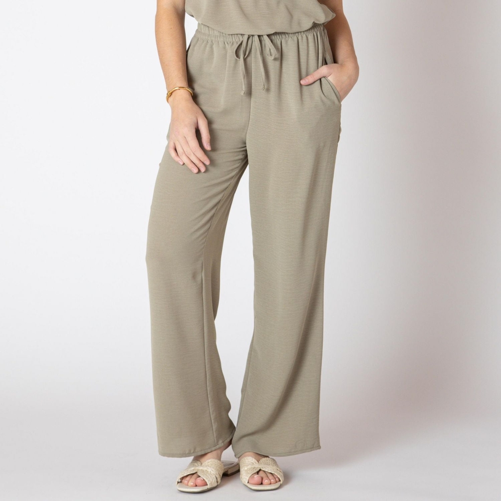 Devoted Taupe Wide-Leg Drawstring Waist Casual Pants  Size XL